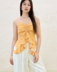 Women's Ruffle Drawstring Strappy Vest Top