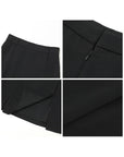 Black High-Waist Pleated Midi Skirt with Slit