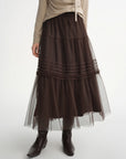Ethereal Three-Color Mesh Straight Skirt