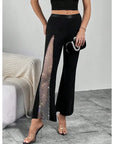 Glitter High-Slit Flared Pants