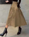 Solid Color Elegance: Slimming High-Waist Skirt with Bow Detail