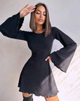 Chic Mini Dress: Flare Sleeves for Fall Nights