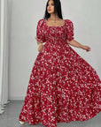 Plus Size Floral Fitted Woven Dress