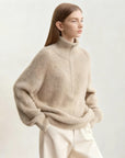 Women's Loose Fit Turtleneck Sweater with Quarter-Zip