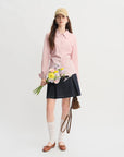 Tricolor Pleated Tie-Waist Shirt & Skirt Suit