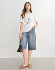 Women’s Nautical Print Shell-Embellished Slim Tee