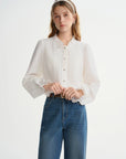French-Style Tie-Front White Shirt