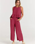 Summer Pleated Wide-Leg Pant Set