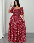 Plus Size Floral Fitted Woven Dress