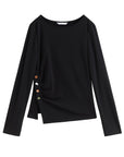 Velvet Fleece Irregular Hem Top: Warm, Slim Fit, and Stylish