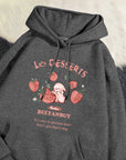 Cute Rabbit Strawberry Print Women's Hoodie