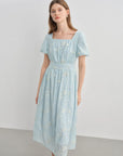 Women's Floral Embroidered Tea Length Dress