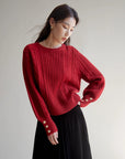 Gentle Cable Knit Wool Sweater