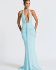 Halter Deep V-Neck Ruched Club Dress