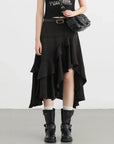 Chic Ruffle Hem A-Line Midi Skirt