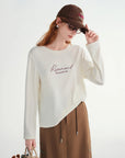 Embroidered Basic Long Sleeve Top