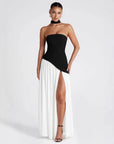 Sleek Solid Tube Top Maxi Dress with High Slit